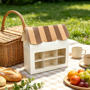 Boîte cadeau créative en forme de mini-maison avec fenêtre transparente pour <span class=keywords><strong>biscuits</strong></span> et bonbons, boîte souvenir en papier - Product Image 3