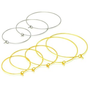 ต่างหูห่วง โลหะผสมทองแดง สีทอง สีเงิน สีดำ สีขาว สีโรสโกลด์ สีเหลือง เครื่องประดับแฟชั่นสำหรับทุกเพศ อุปกรณ์ตกแต่งลูกปัด DIY - Product Image 2