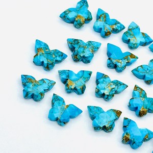 Perles de sculpture en forme de papillon turquoise en cuivre naturel 14x10mm pour la fabrication de bijoux - Product Image 5