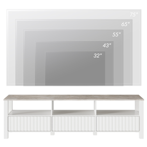 Soporte de TV <span class=keywords><strong>para</strong></span> soportes de TV de 75 pulgadas con luces LED, consola de medios, gabinete de centro de entretenimiento, mesa de televisión con 6 Estantes abiertos - Product Image 3