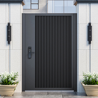 Portail de jardin manuel à double battant en aluminium moderne et minimaliste, anti-effraction, pour villa et cour extérieure