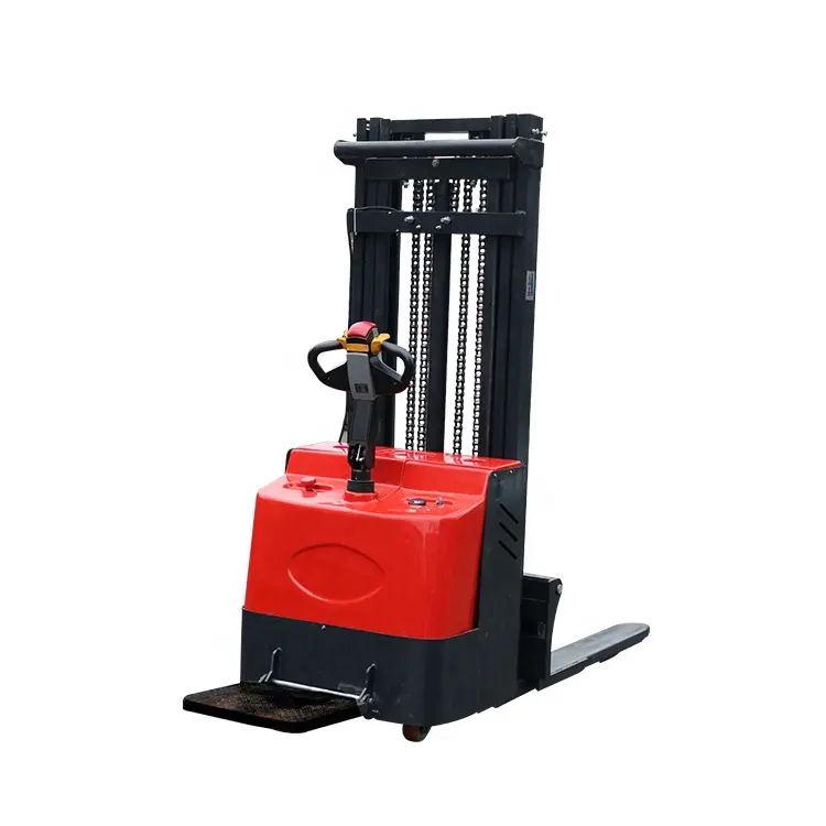 Chinese brand forklift 1500kg electric pallet truck stand on full electric pallet stacker