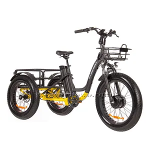 SOBOWO Hot 24 fat tire trike 500w front hub motor electric cargo bicycle three wheels cargo e bike with a rear basket etrike