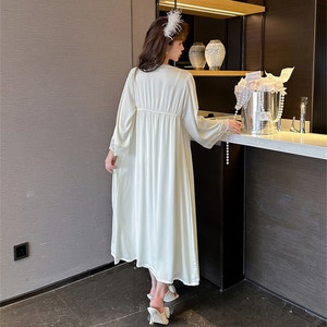 Nuova estate camicia <span class=keywords><strong>da</strong></span> <span class=keywords><strong>notte</strong></span> <span class=keywords><strong>da</strong></span> donna in seta di ghiaccio elegante camicia <span class=keywords><strong>da</strong></span> <span class=keywords><strong>notte</strong></span> a maniche lunghe due pezzi pigiama Sexy in pizzo camicia <span class=keywords><strong>da</strong></span> <span class=keywords><strong>notte</strong></span> <span class=keywords><strong>lunga</strong></span> - Product Image 5