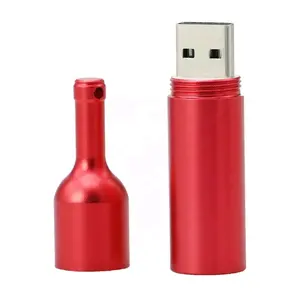 Unidad USB de Metal para botella de cerveza, memoria USB 2,0 con logotipo personalizado, en forma de lápiz de memoria dorado y plateado