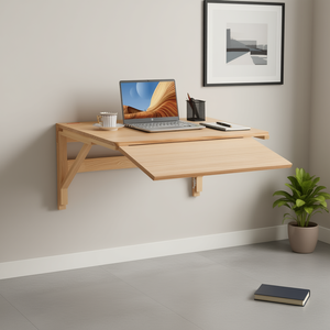 Bureau mural pliable en bois massif 31,5 x 23,58 x 17,24 avec plateau rabattable pour usage professionnel – Bureau flottant pliable - Product Image 2