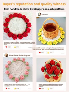 Guide du débutant pour le <span class=keywords><strong>crochet</strong></span> : Bouquet de roses simple, <span class=keywords><strong>couverture</strong></span>, dessous de verre, fil à tricoter DIY - Un cadeau artisanal significatif - Product Image 5