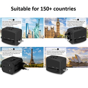 2025 Hot Wholesale Edelstahl 4A Wand-Schnell <span class=keywords><strong>adapter</strong></span> mit 2 USB EU AUS UK US-Stecker <span class=keywords><strong>Universal</strong></span> Internat ional Travel 2 Steckdosen - Product Image 5
