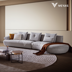 Canapé sectionnel inclinable en tissu chenille luxueux 2026, sur mesure, moderne, trois places, forme incurvée, gris et blanc - Product Image 4