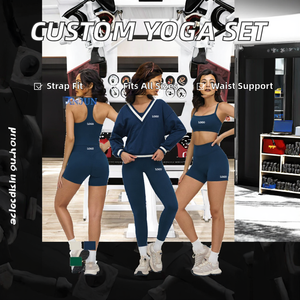 Custom <b>Women</b>’s <b>Plus</b> <b>Size</b> 5-Piece Workout Set Square Neck Sports Bra High Waist Leggings & Shorts Activewear Yoga <b>Clothing</b> - Product Image 2