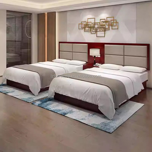 Full Hotel Bedroom Furniture Sets Single <b>Twin</b> <b>Bed</b> <b>Frame</b> With Headboard Nightstands TV Cabinet Wardrobe For 3 Star Hotel Project - Product Image 3