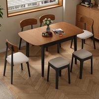 Ensemble table et chaises de salle à manger rectangulaire extensible en bois massif, style moderne de luxe, éco-responsable et durable, idéal pour les intérieurs de villas
