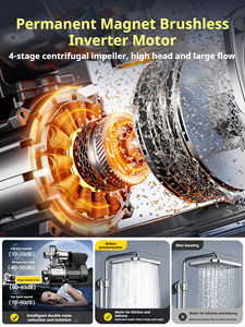 ปั๊มน้ำพกพา OEM แบบสมาร์ท ปั๊มดูดน้ำเองได้ ผลิตจากสแตนเลส แม่เหล็กถาวร ปรับความถี่ได้ ปั๊มเพิ่มแรงดัน ป้องกันน้ำเข้า IP44 - Product Image 5