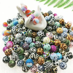 מכירת הטוב ביותר מזון כיתה תינוקת עגולה הדפסה עגולה 15 מ "מ חרוזי סיליקון להכנת עט - Product Image 4