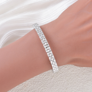 Minimalist Luxury Gear Textured Wholesale Fashion Fine Designer Custom <b>silver</b> Plated Stainless Steel for women <b>bangle</b> <b>bracelet</b> - Product Image 3