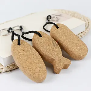 Porte-clés en bois de liège avec Logo imprimé personnalisé, cadeaux de noël