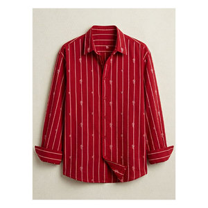 Camisa de Algodón para Hombre, Manga Larga, Corte Regular, Cierre de Botones, con Bordado, Diseño a Rayas Teñidas, Precios Finesse - Product Image 1