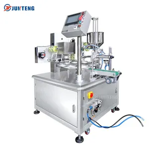Automatic rotary plastic yogurt mineral water K cup filling sealing packing machine with plexi glass dust cover
