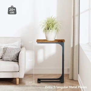 Mesa auxiliar industrial en forma de <span class=keywords><strong>C</strong></span> de madera maciza, mesa de centro pequeña para sofá cama, comedor, escuela o muebles de Hotel - Product Image 5