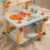Juguete de Banco de Trabajo de Madera para Niños, Juego de Construcción de Imitación con Martillo, Sierra, Llave Inglesa, Tornillos, Juguete de Construcción, Juego Montessori para Niños