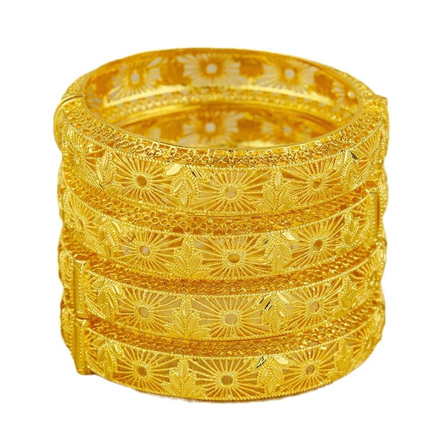 Dubai Women's 24K Gold-Plated Hollow Fashion Bracelet Indian Arab Bride  Wedding Jewelry
