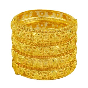 Pulsera Hueca de Moda para Mujer Bañada en Oro de 24K Joyería de Boda para Novia Árabe e India de Dubái - Product Image 1