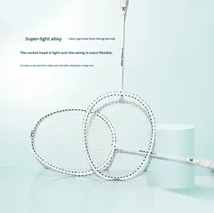 Decoq Vente en gros sur mesure <span class=keywords><strong>Pas</strong></span> <span class=keywords><strong>cher</strong></span> Durable Haute Rigidité Ferroalliage Arbre en acier fendu Arbre en acier Poignée en PU Raquettes de badminton - Product Image 3