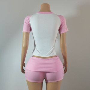 <span class=keywords><strong>Completo</strong></span> Estivo da <span class=keywords><strong>Donna</strong></span> 2 Pezzi Y2K: T-Shirt <span class=keywords><strong>e</strong></span> <span class=keywords><strong>Pantaloncini</strong></span> con Vita Pieghevole, Logo Personalizzato, Cotone Spandex di Alta Qualità, Comodo, <span class=keywords><strong>Donna</strong></span> 2026 - Product Image 4