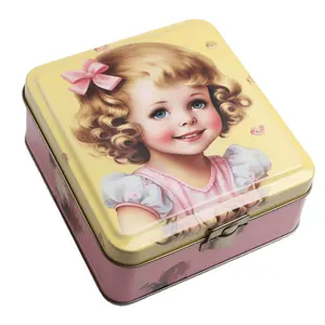 China OEM ODM luxury cookie box handmade Food Grade square cookie tin Manufacturer High quality metal tins for cookie package
