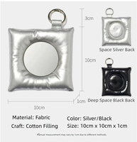 Porte-clés décoratif tendance en cuir et coton, miroir de poche personnalisé noir et argenté, accessoire de sac à dos à la mode
