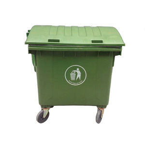 Contenedor de Basura de Plástico para Exteriores de 1200L con Tapa Abatible, Rectangular, Color Verde - Product Image 1
