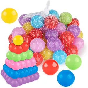 كرات لعبة حمام بلاستيكية ملونة رخيصة خالية من مادة BPA كرات لعب مضادة للماء مرنة للأطفال