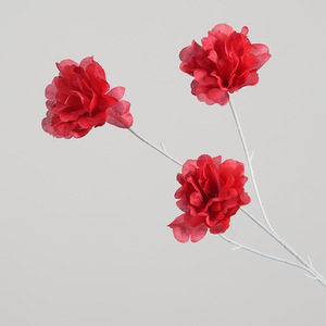 Fleur de pivoine artificielle en soie Greenway, 3 têtes, miniature, blanche, rouge, bleu clair, arrangement floral décoratif pour mariage et fêtes - Product Image 3