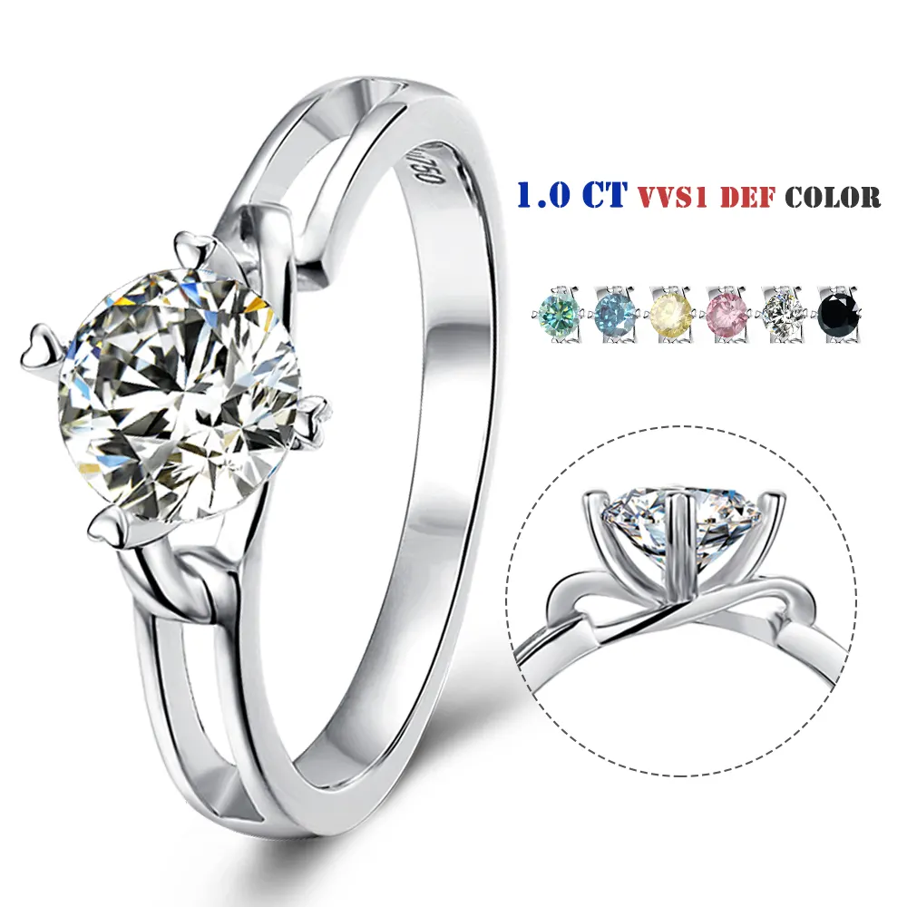 Hot Sale 1Ctw 925 Sterling Silver Round Engagement Ring Diamond Moissanite Ring