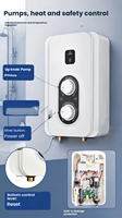 Chauffe-eau électrique instantané domestique transfrontalier en aluminium moulé sous pression avec protection contre les fuites et pompe de surpression