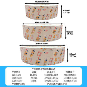 สระว่ายน้ำเด็กแบบพับได้ พกพาสะดวก สำหรับใช้กลางแจ้ง ทำจาก PVC เหมาะสำหรับใช้ในบ้าน สระเล่นน้ำสำหรับเด็ก ลายทรอปิคอล - Product Image 5