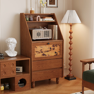 Meuble d'appoint en bois massif My Nest avec portes, 5 compartiments de rangement, meuble de salon, design moderne minimaliste - Product Image 2