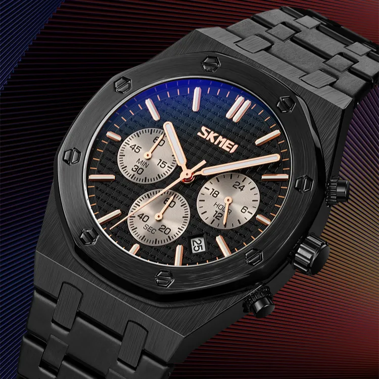 Creative Men Quartz wristwatches Drums dial reloj skmei good quality Stainless steel strap sports watch