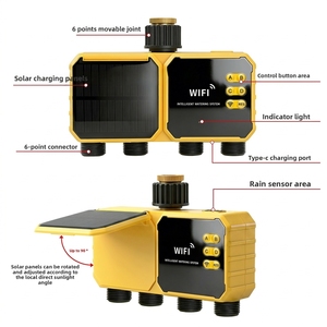 Contrôleur de vanne <span class=keywords><strong>d</strong></span>'eau solaire micro-asperseur connecté en Wi-Fi avec capteur de pluie et minuterie à batterie intégrée pour jardin, piscine et potager - Product Image 2