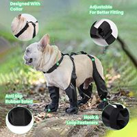 Bottes et protections pour pattes de chien imperméables, réglables et souples pour la marche en extérieur - Toutes saisons, noir