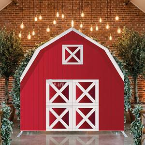 7x7ft Roter Scheunenhaus-förmiger Hintergrund 32mm Hochbelastbarer Aluminiumrahmen Western Cowboy Farm Thema Fotobox Hintergrundwand Ständer - Product Image 1