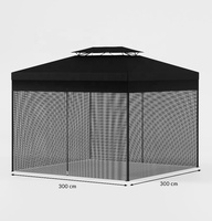 3x3 m Gazebo Moustiquaire 2 Panneaux Latéraux avec Zip Tape Strap 12 m XL extérieur Moustiquaire Blanc Noir