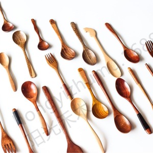 Ensemble de cuillères en bois à long manche, petites cuillères de style japonais pour mélanger le miel, le café et les salades, couleur unie, lavage à la main uniquement - Product Image 3