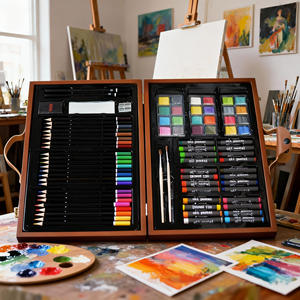 Ensemble d'<span class=keywords><strong>art</strong></span> de <span class=keywords><strong>studio</strong></span> portable en bois de 80 pièces - Product Image 2