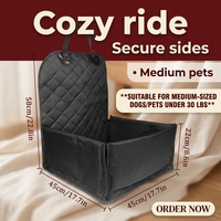Housse de siège avant de voiture pour chien en tissu Oxford noir, imperméable, anti-rayures, doublure en coton perlé de 5 mm, pliable, coussin de siège copilote pour animaux de compagnie