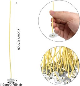 Organische 100 Stück 8 Zoll Kerzendochte mit Geringer Rauchentwicklung, Hanf-Bienenwachs-Kerzendochte, Vorgewachst mit Metalllaschen für die Kerzenherstellung - Product Image 6