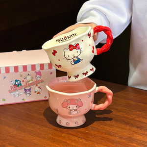 Taza de cerámica Sanrio My Melody, diseño de dibujos animados en rosa con asa, para regalo y uso diario. - Product Image 3