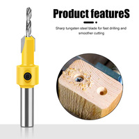 Lot de 5 forets à fraiser pour le travail du bois avec butée de profondeur réglable, foret pilote conique HSS pour meubles et bricolage