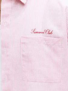 Camicie a maniche corte da uomo personalizzate all'ingrosso, casual, a righe, versatili, traspiranti, alla moda, rosa - Product Image 4