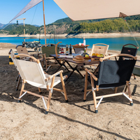 Chaise pliante en bois Kermit pour le camping en plein air, personnalisable en gros, chaise pliante de plage, détente, pêche, chaise de camping en bois naturel